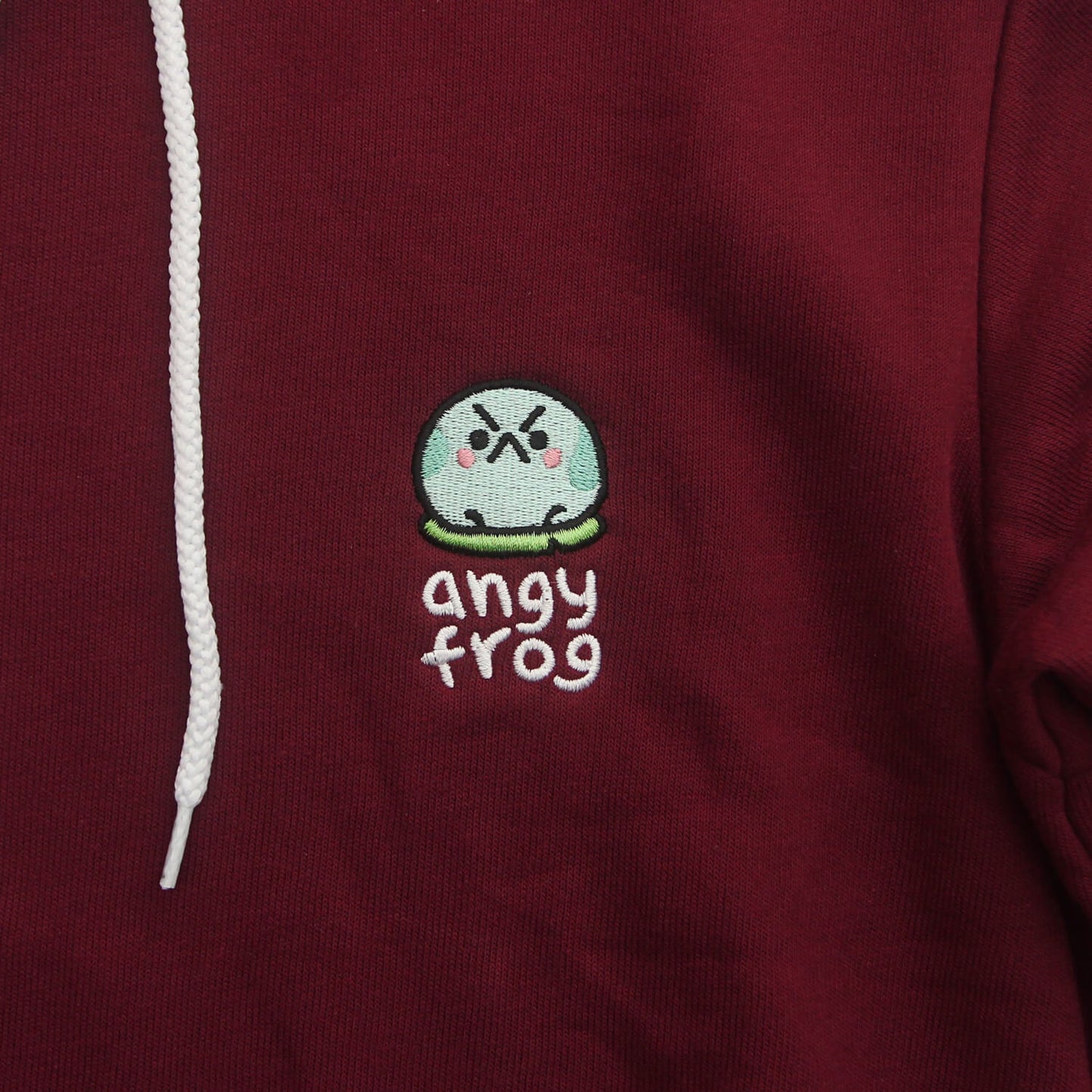 Angy Frog Embroidered Hoodie in Maroon (UNISEX)