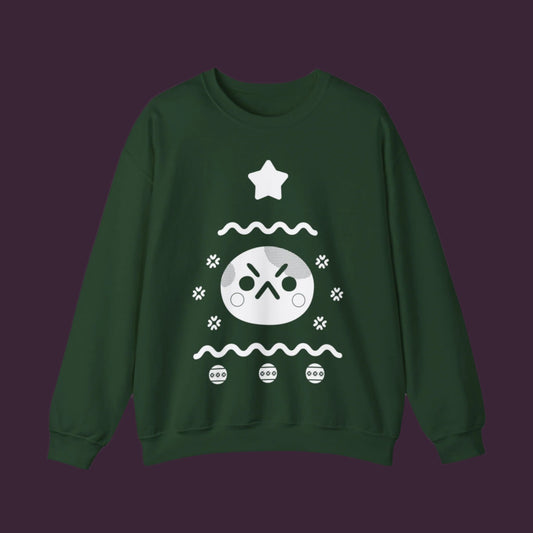 ANGY FROG UGLY XMAS TREE DARK GREEN CREWNECK