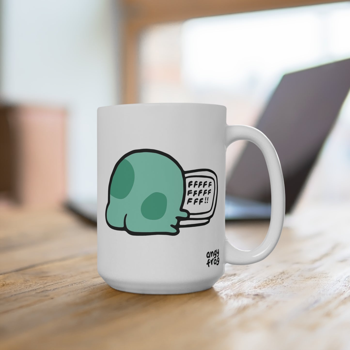 Angy Frog no want work just want ribbit 15oz Mug