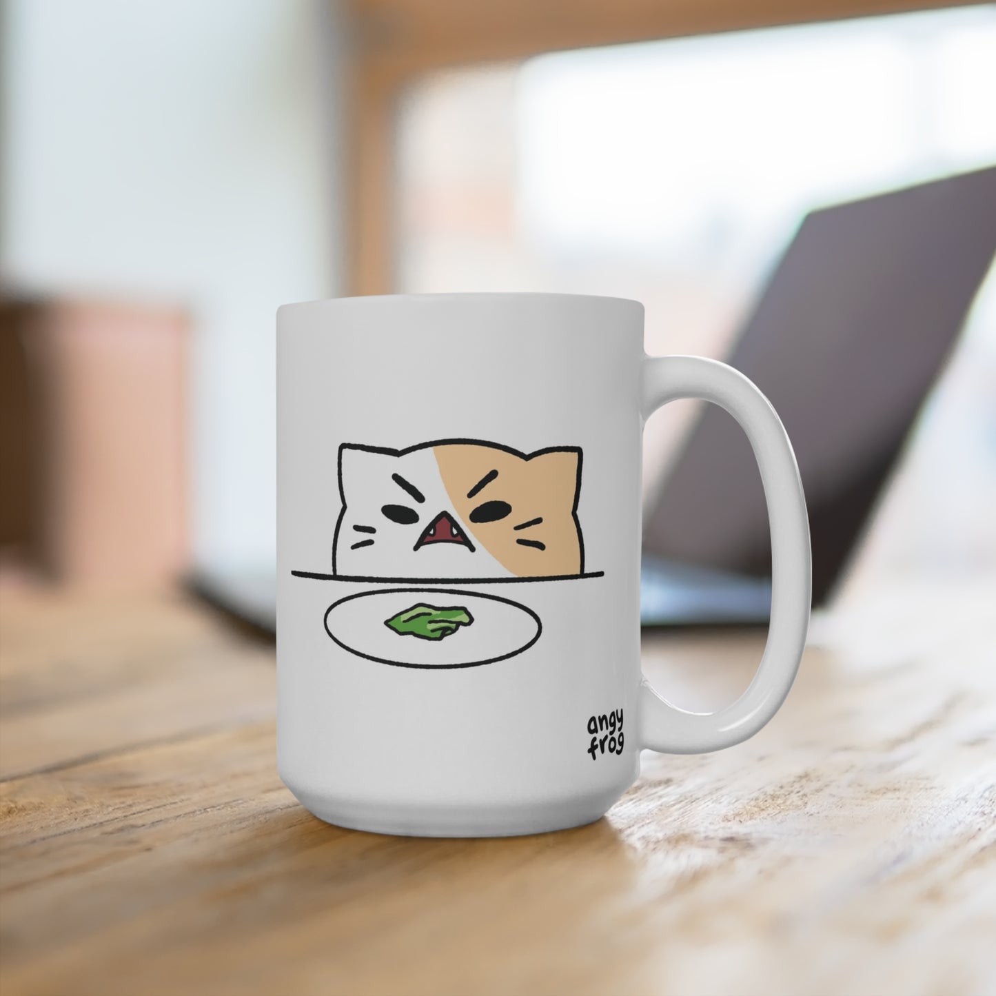 Angy Frog Yelling at Cat 15oz Mug