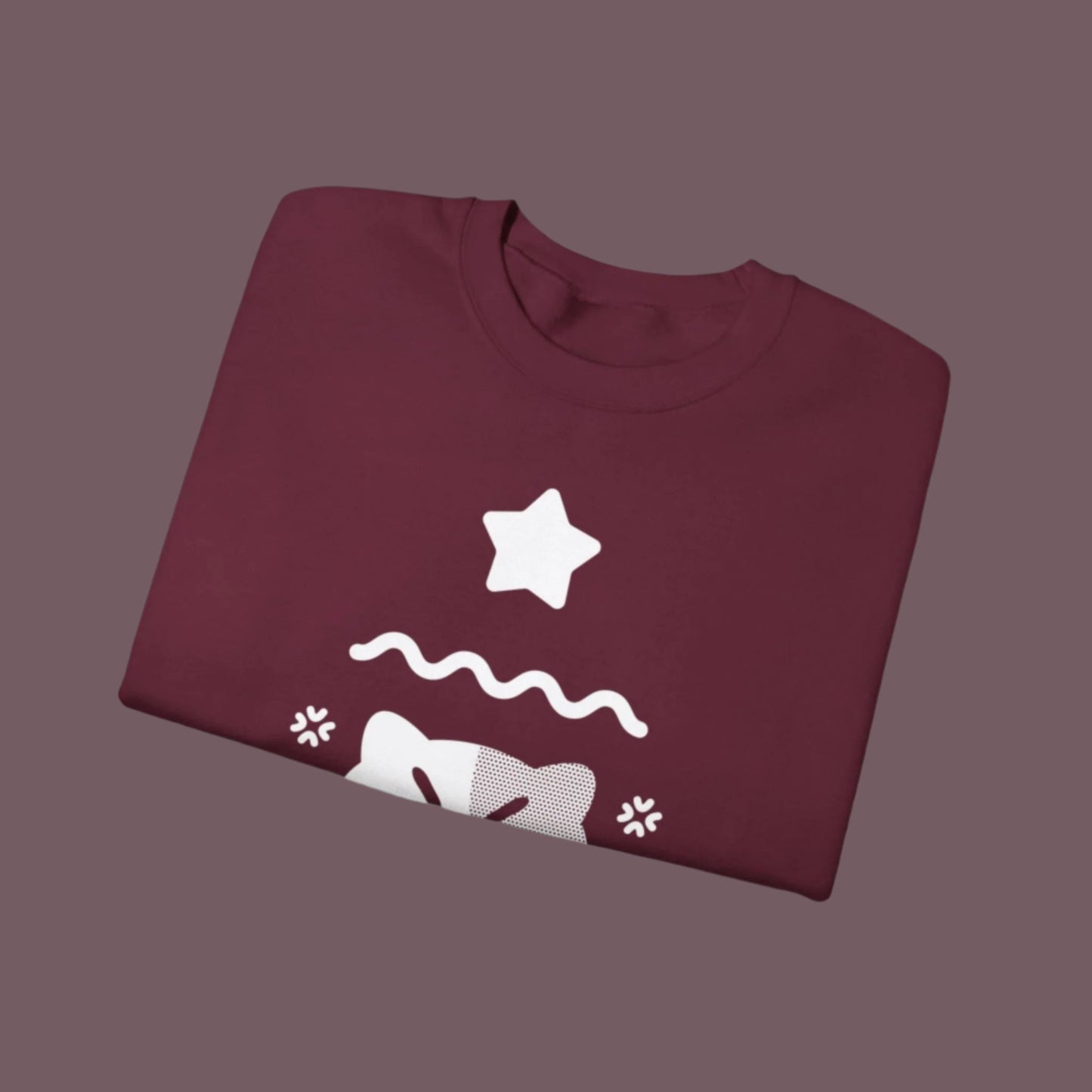 ANGY CAT UGLY XMAS TREE GARNET CREWNECK