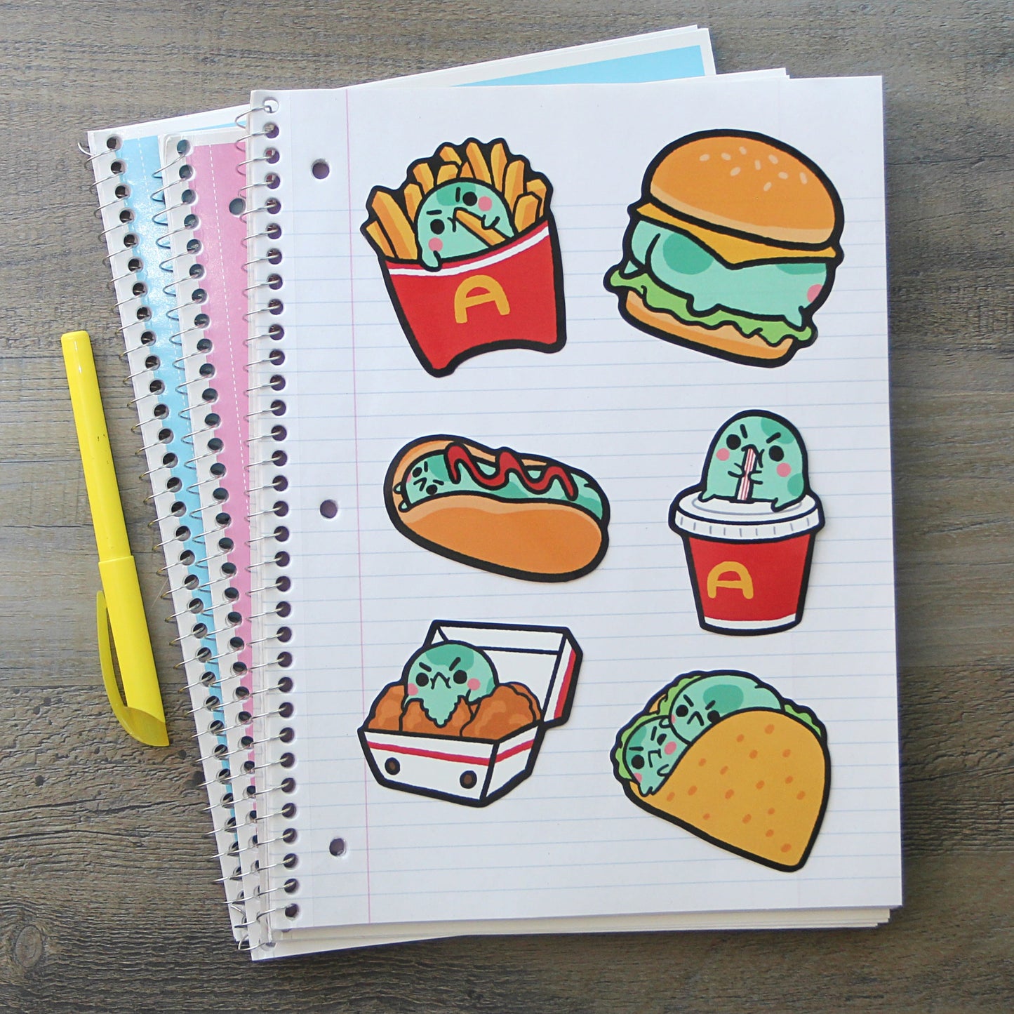 Angy Frog Sticker Pack #2 - Fast Food Series [6 Large Stickers!]