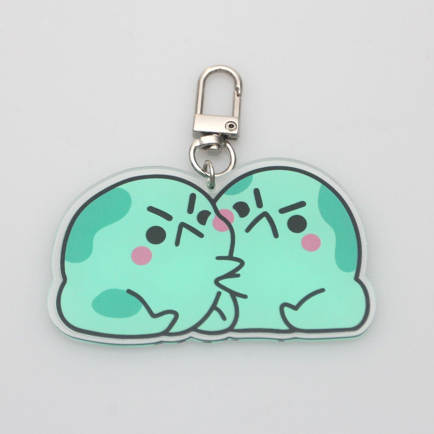 Angy Frog Hugs Acrylic Keychain