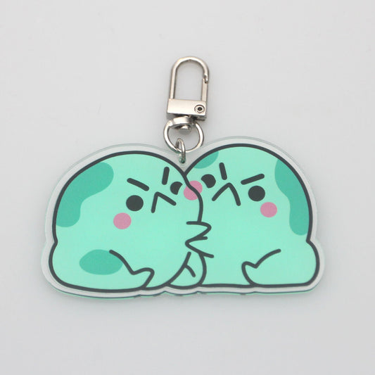 Angy Frog Hugs Acrylic Keychain