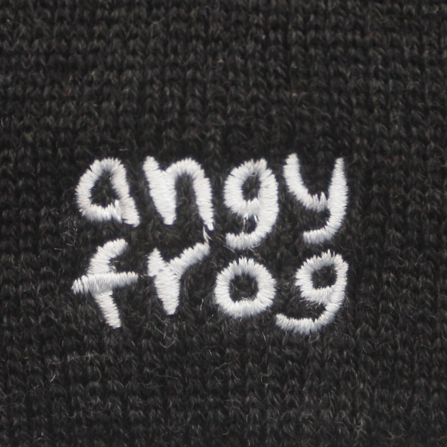 Angy Frog Leaf Pom-Pom Beanie in Black