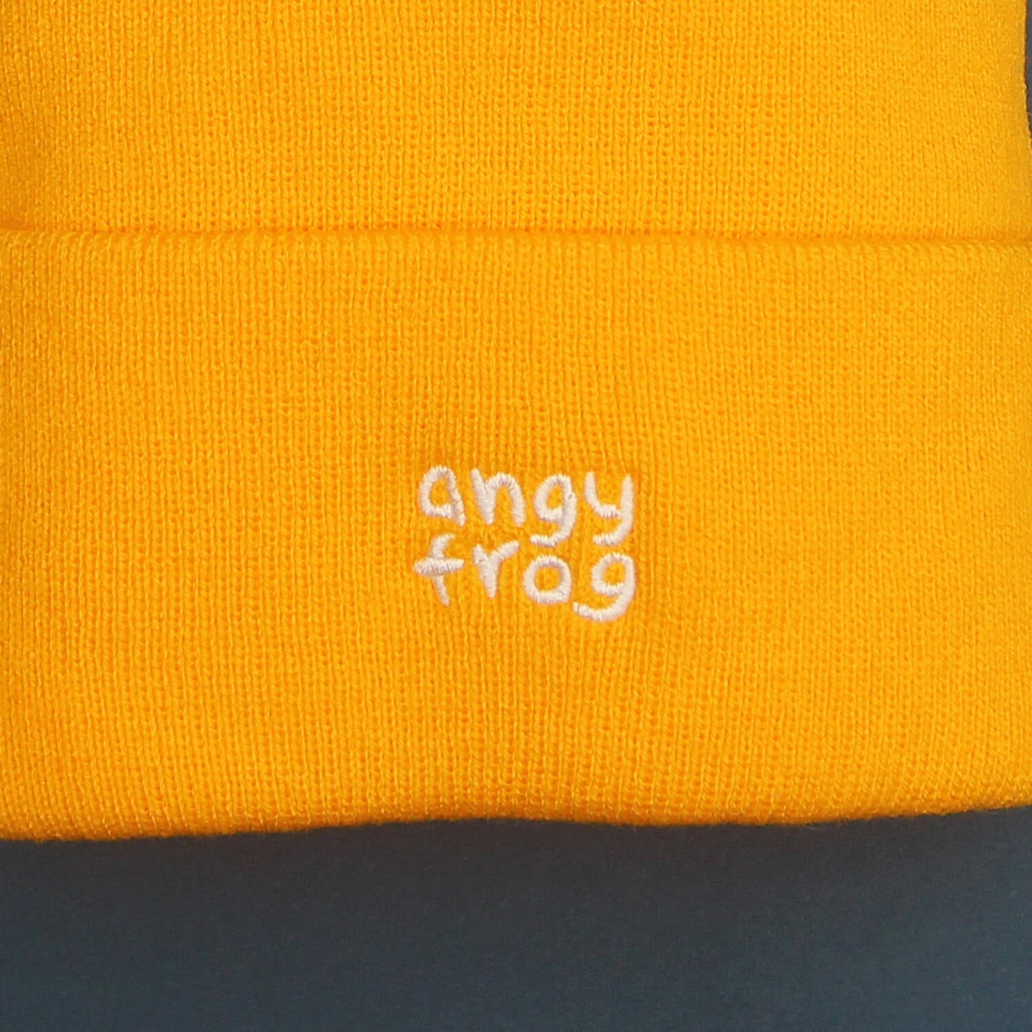 Angy Frog Lily Pom-Pom Beanie in Yellow